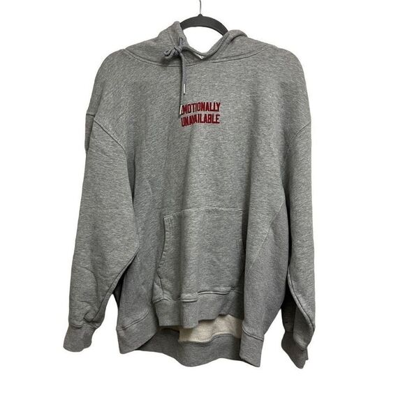 Emotionally Unavailable Gray Hoodie Size XL - Picture 1 of 4
